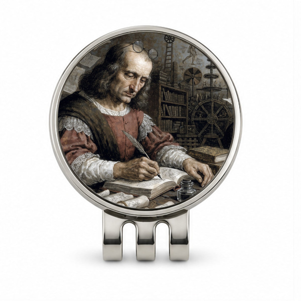 Leonardo Da Vinci Golf Hat Clip with Ball Marker