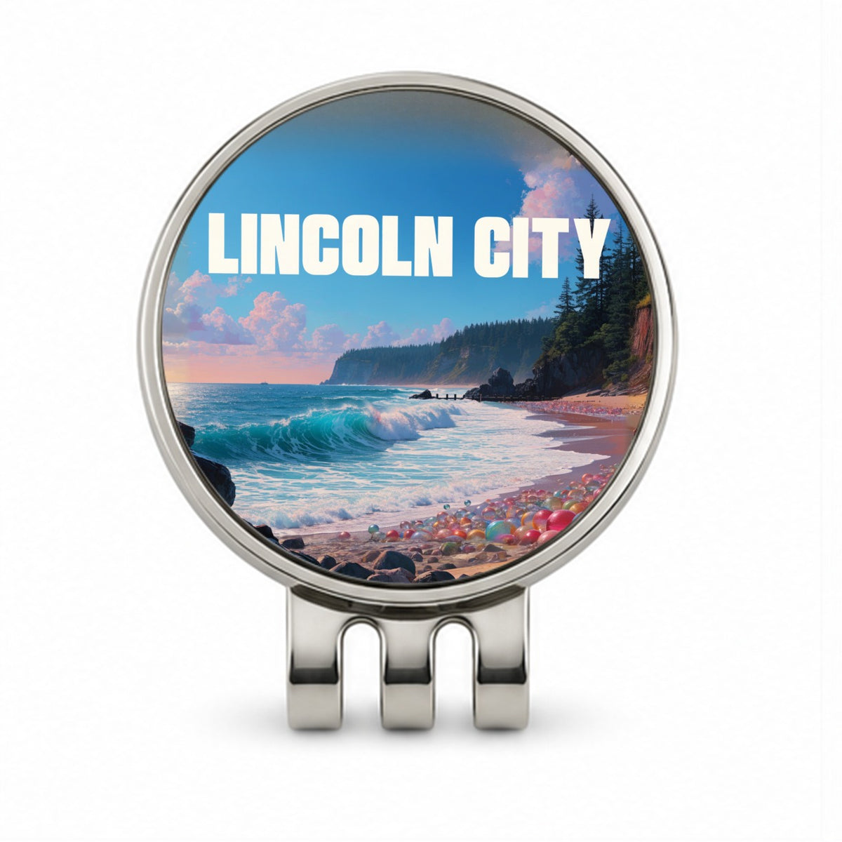 Lincoln City Oregon Travel Golf Hat Clip with Ball Marker
