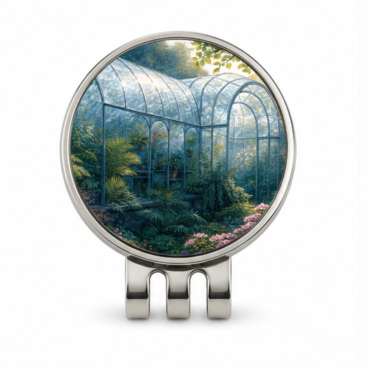 Lush Garden Glass Conservatory Golf Hat Clip with Ball Marker