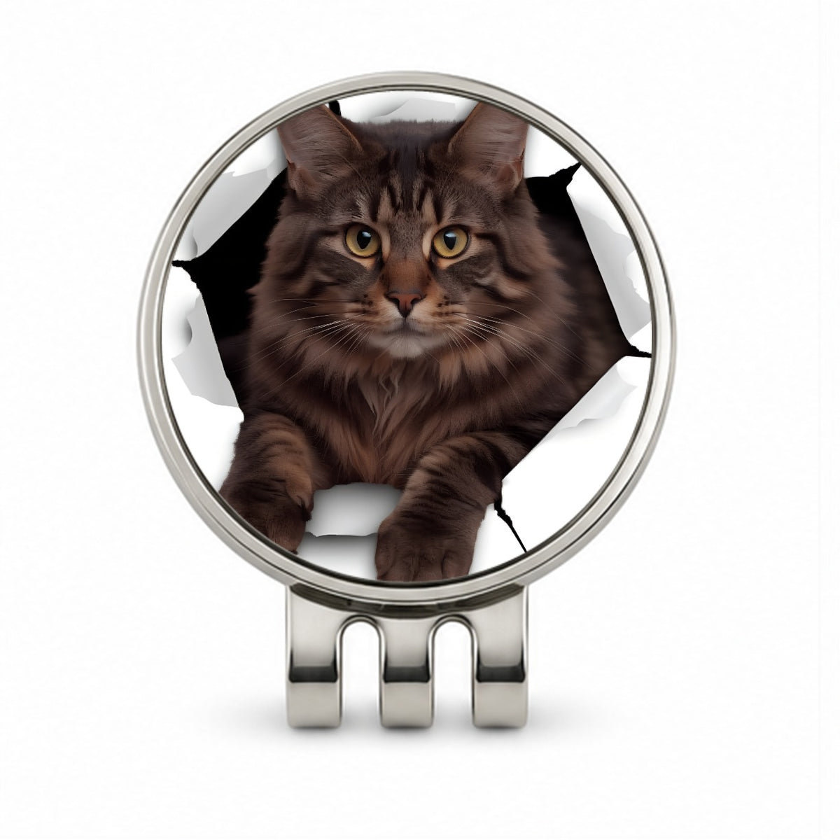 Main Coon Cat Breakout Golf Hat Clip with Ball Marker