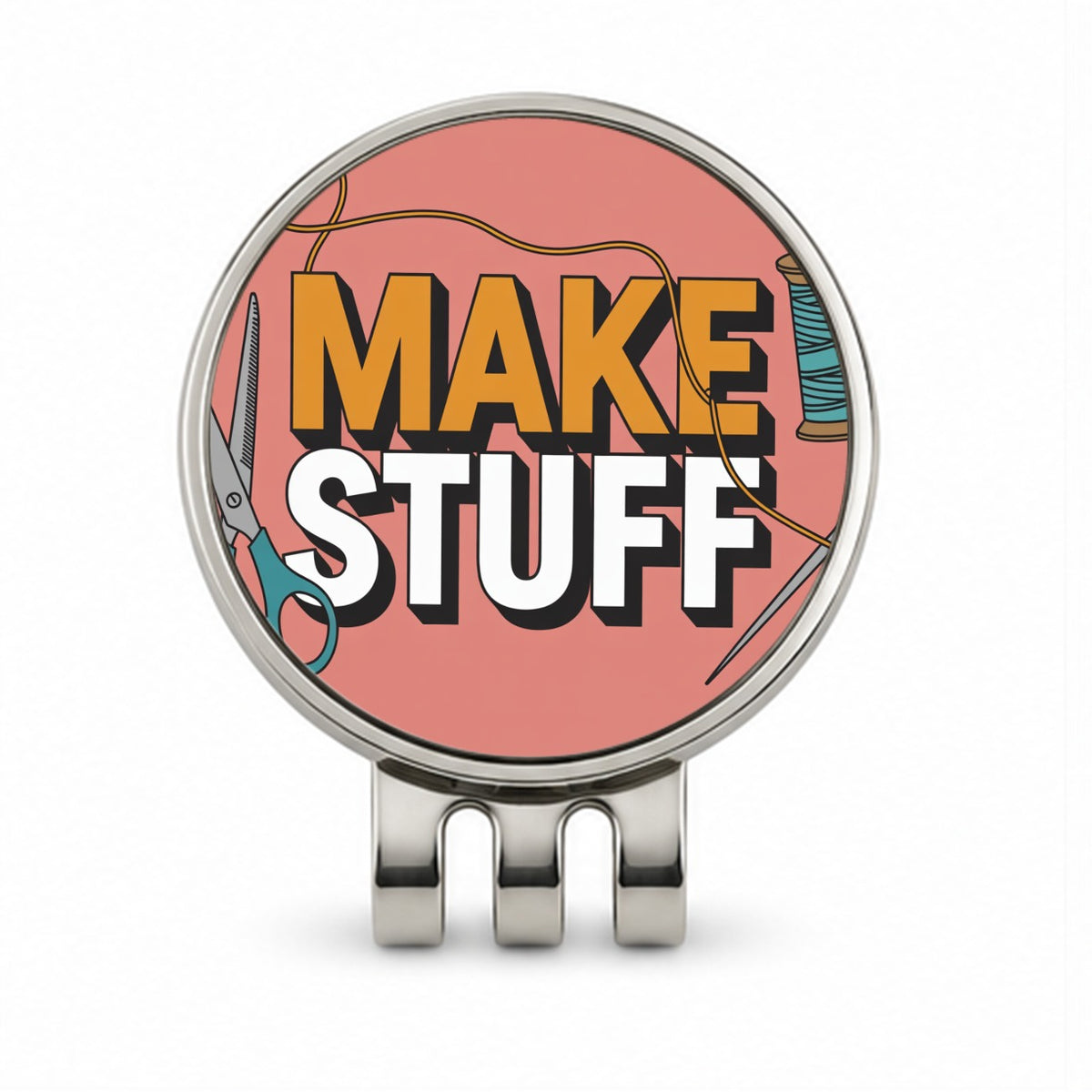 Make Stuff Scissors Thread Sewing Crafter Golf Hat Clip with Ball Marker
