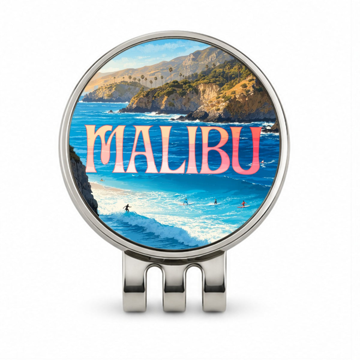 Malibu California Travel Ocean Golf Hat Clip with Ball Marker