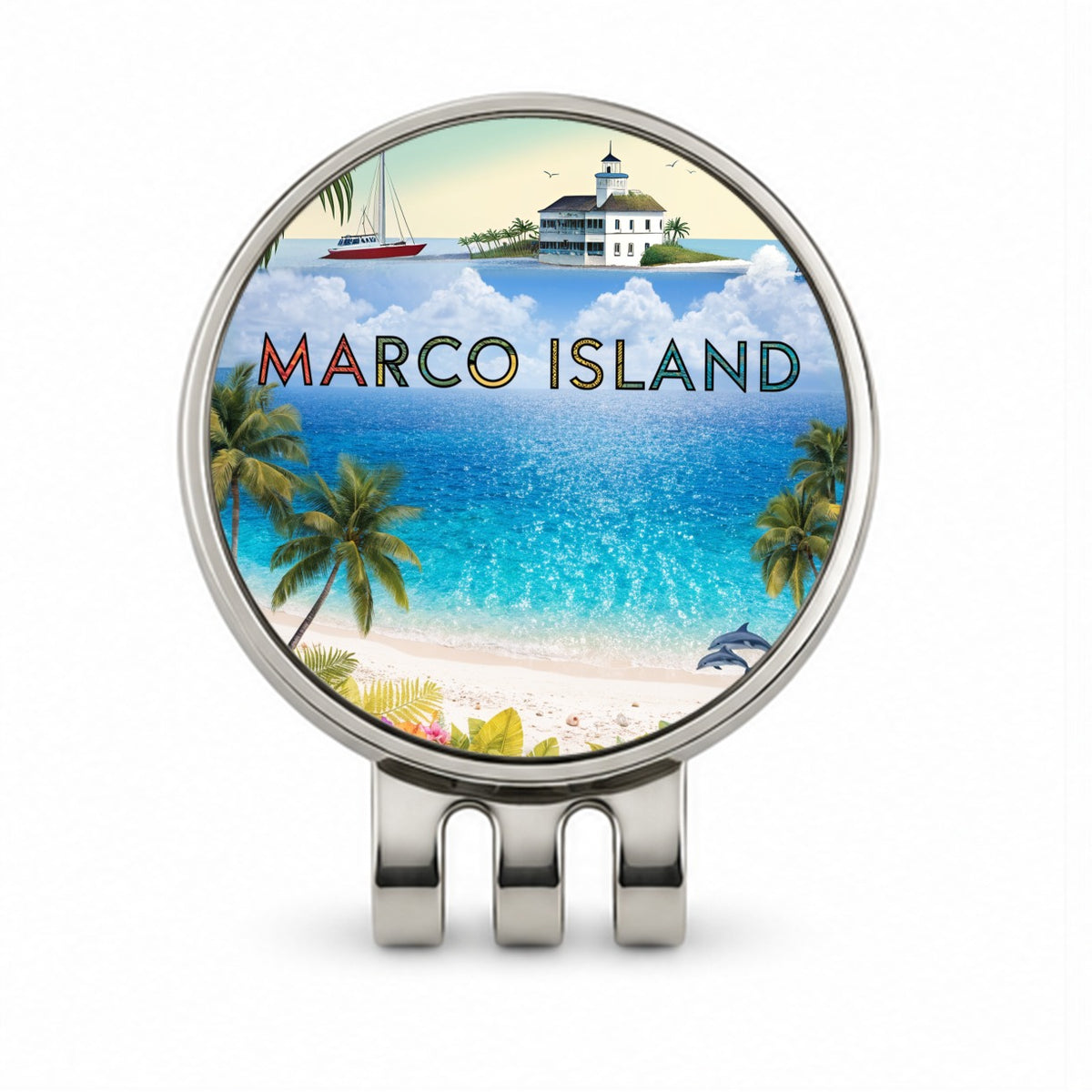 Marco Island Florida Travel Golf Hat Clip with Ball Marker