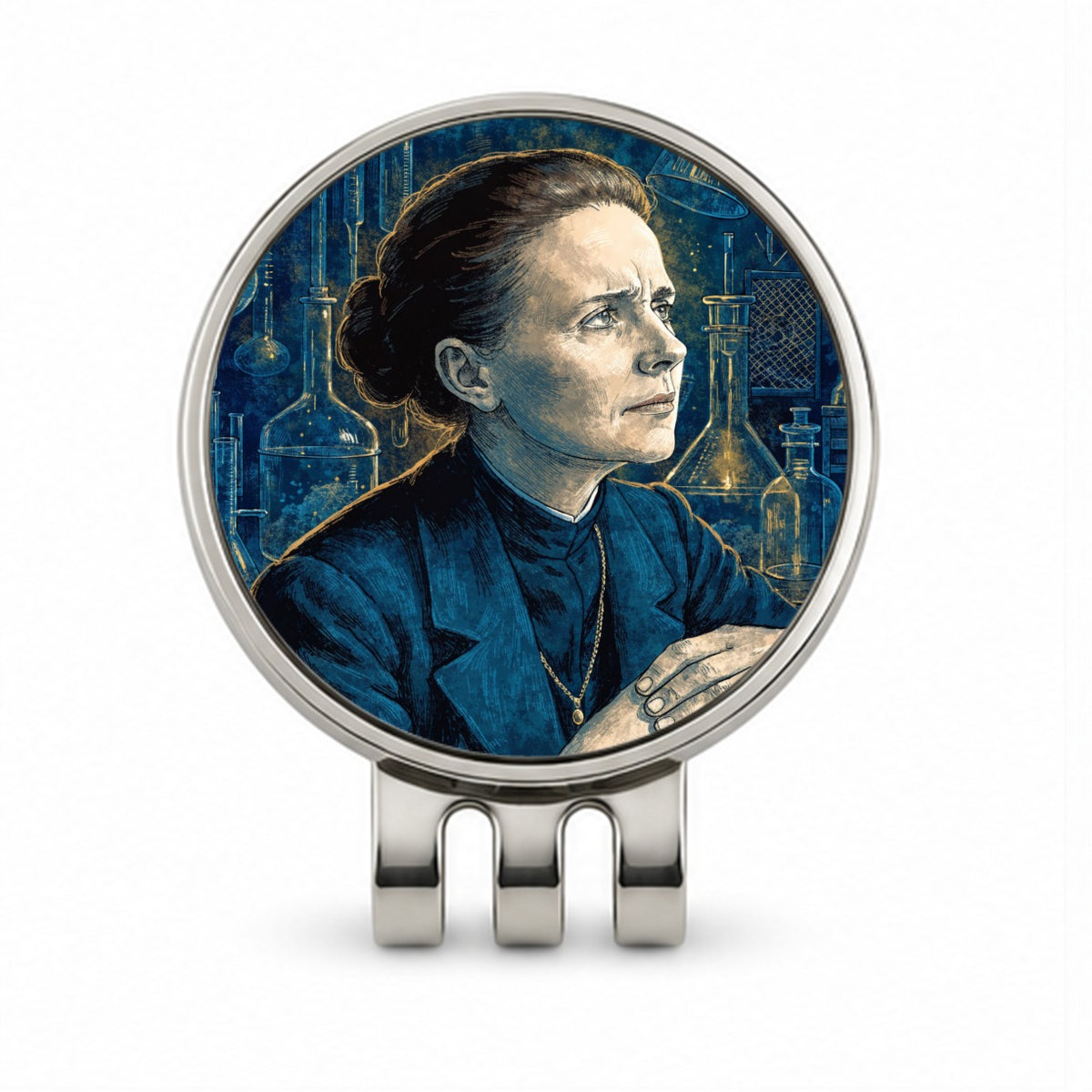 Marie Curie Scientist Golf Hat Clip with Ball Marker