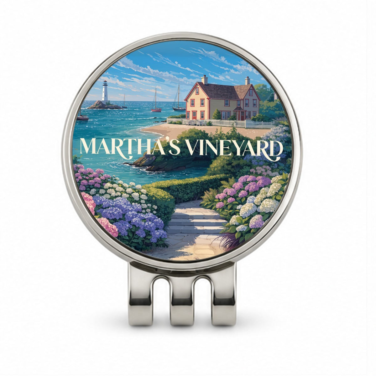 Martha's Vineyard Massachusetts Travel Golf Hat Clip with Ball Marker
