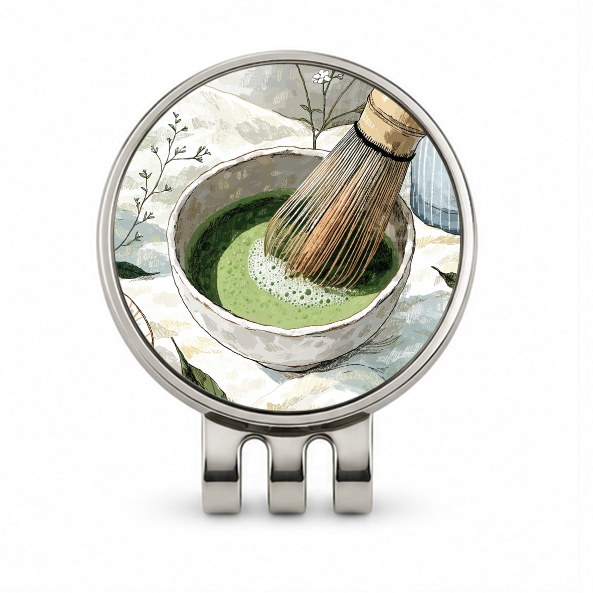 Matcha Tea Quaint Golf Hat Clip with Ball Marker