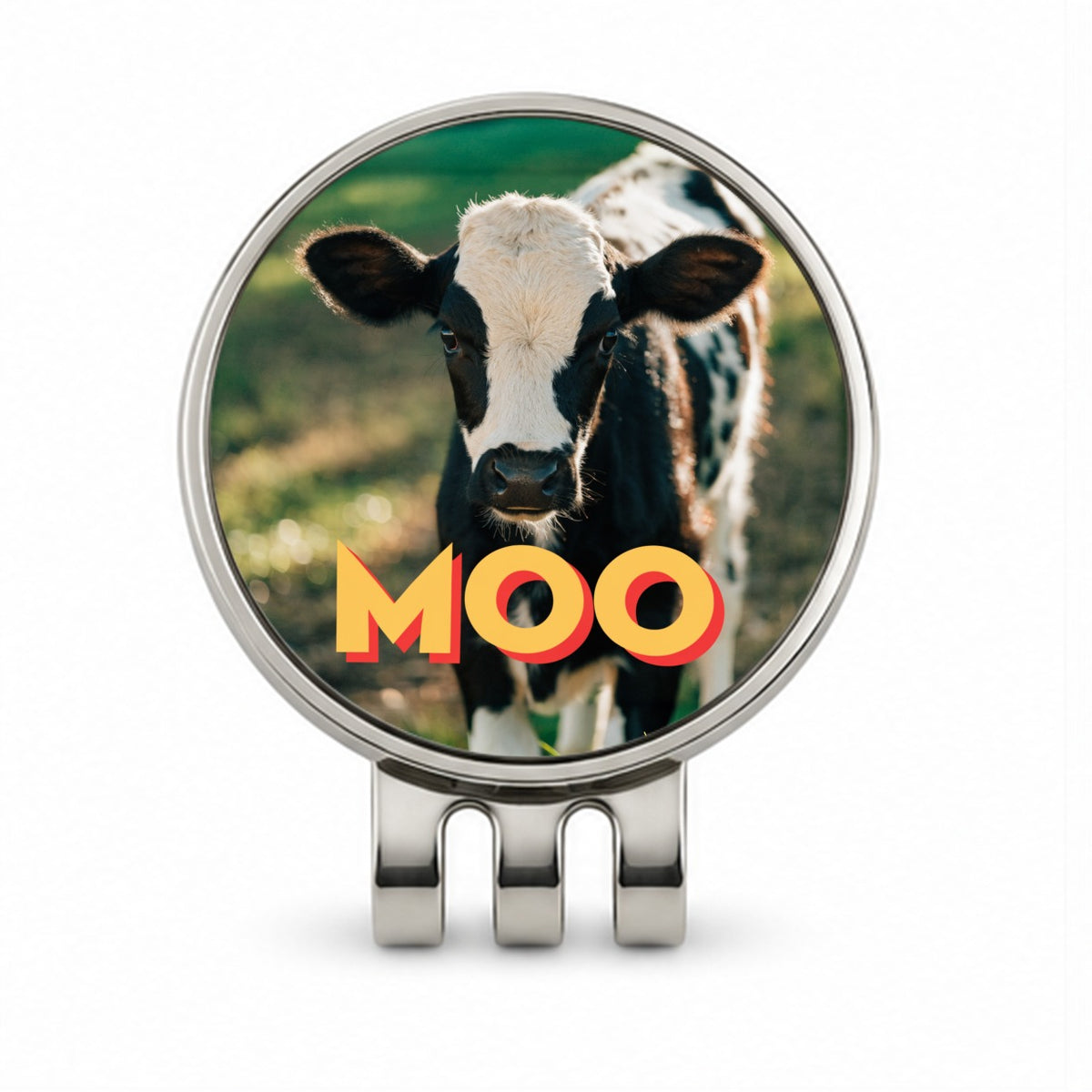 Moo Cow Funny Photo Golf Hat Clip with Ball Marker
