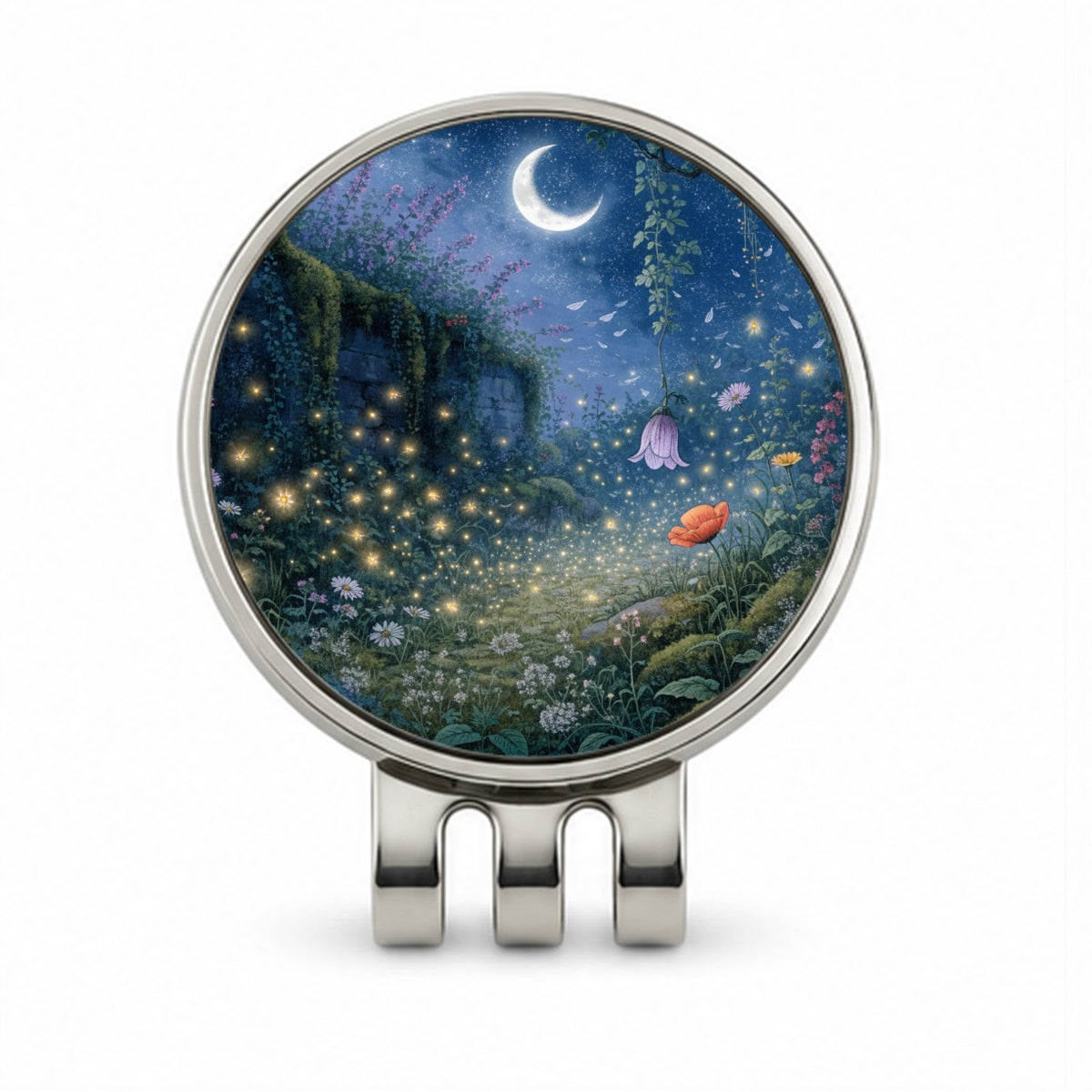 Moonlit Firefly Garden Golf Hat Clip with Ball Marker