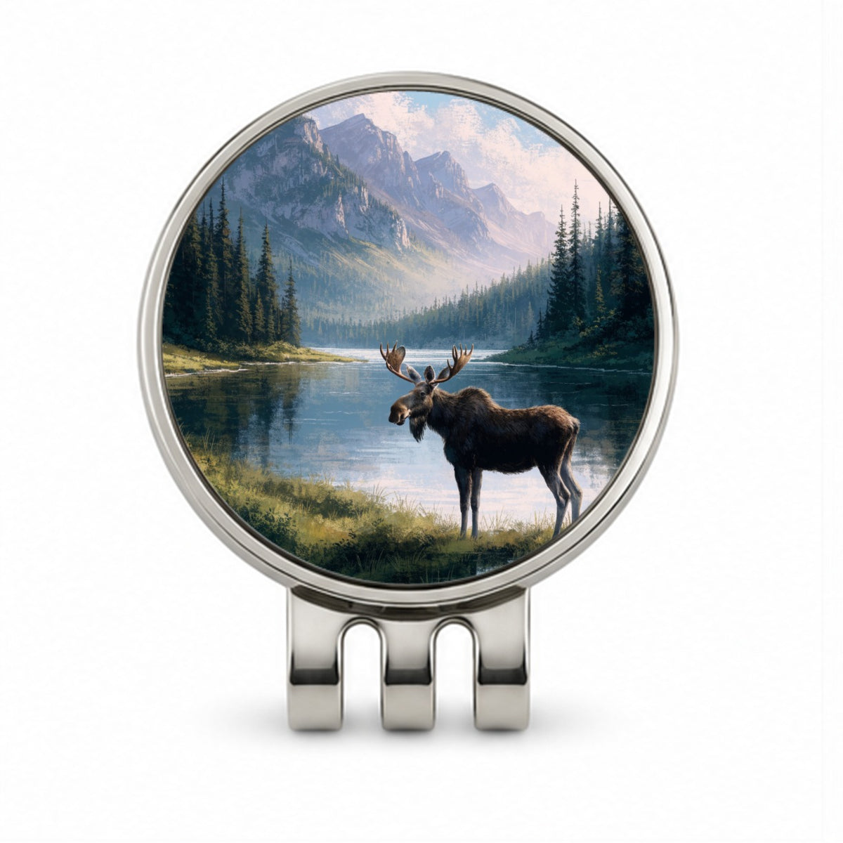 Moose Mountain Lake Golf Hat Clip with Ball Marker