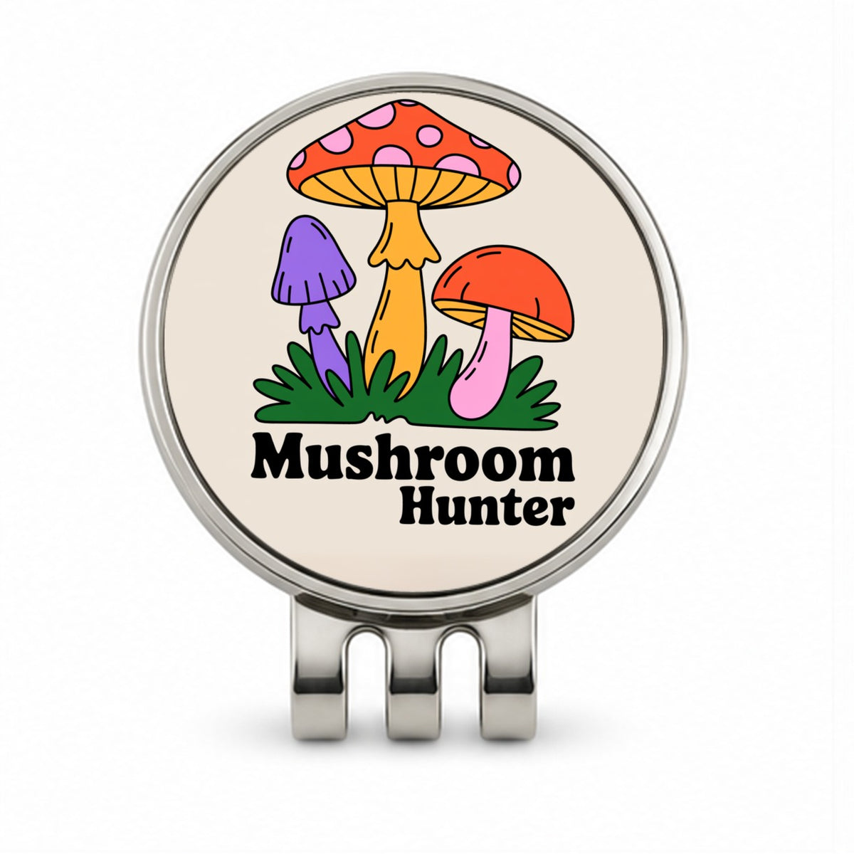 Mushroom Hunter Colorful Woodland Golf Hat Clip with Ball Marker