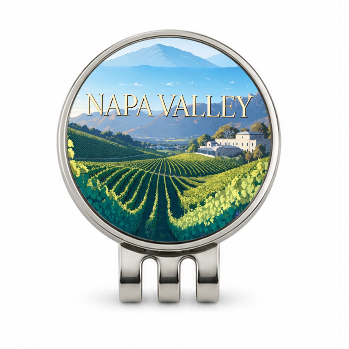 Napa Valley California Travel Grape Vines Wine Golf Hat Clip with Ball Marker