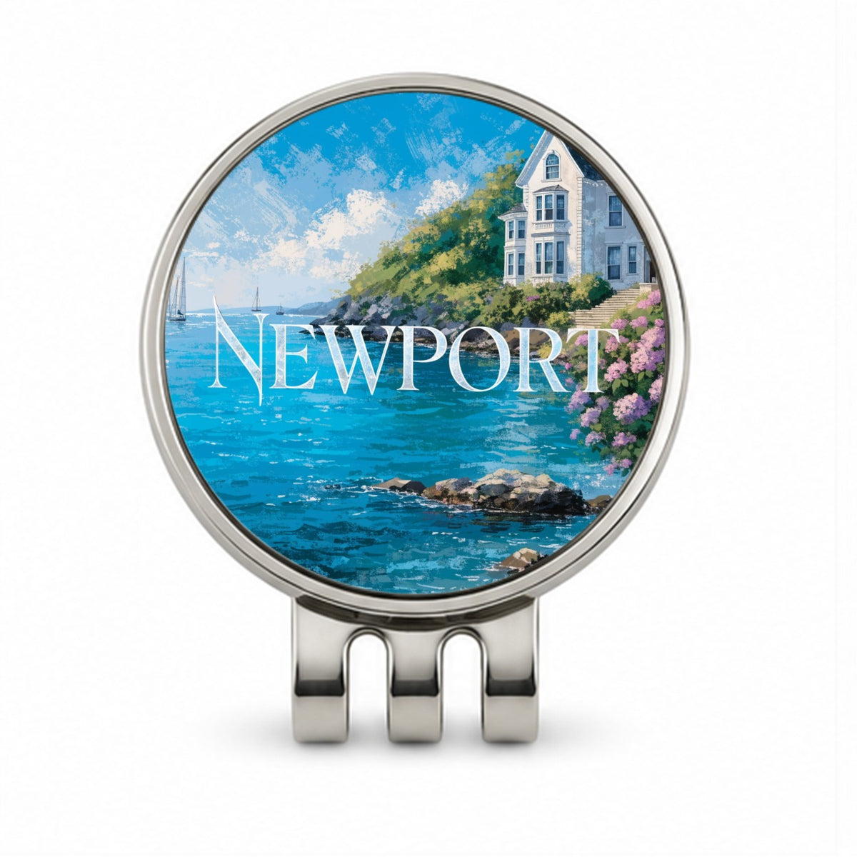 Newport Rhode Island Travel Golf Hat Clip with Ball Marker