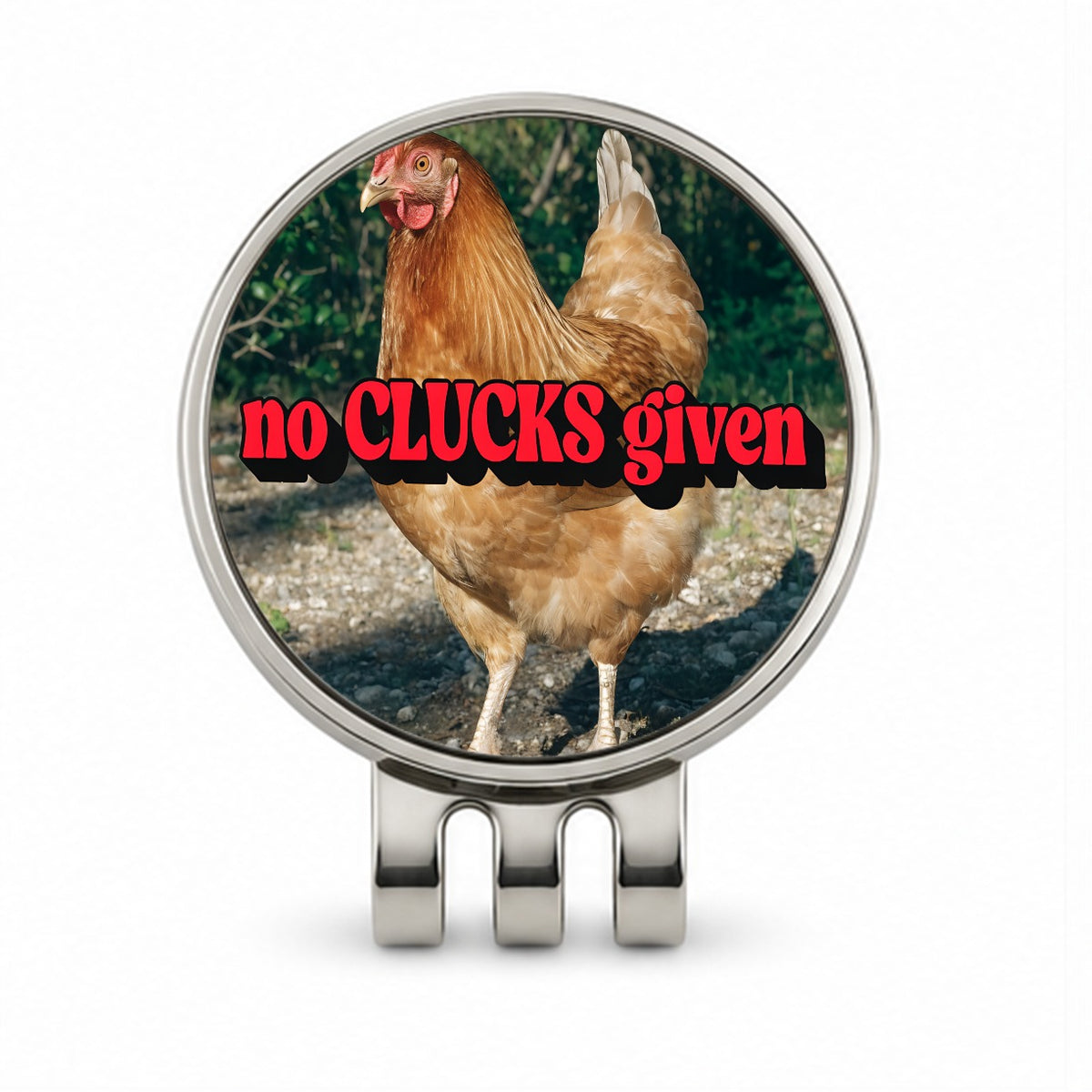 No Clucks Given Chicken Funny Golf Hat Clip with Ball Marker