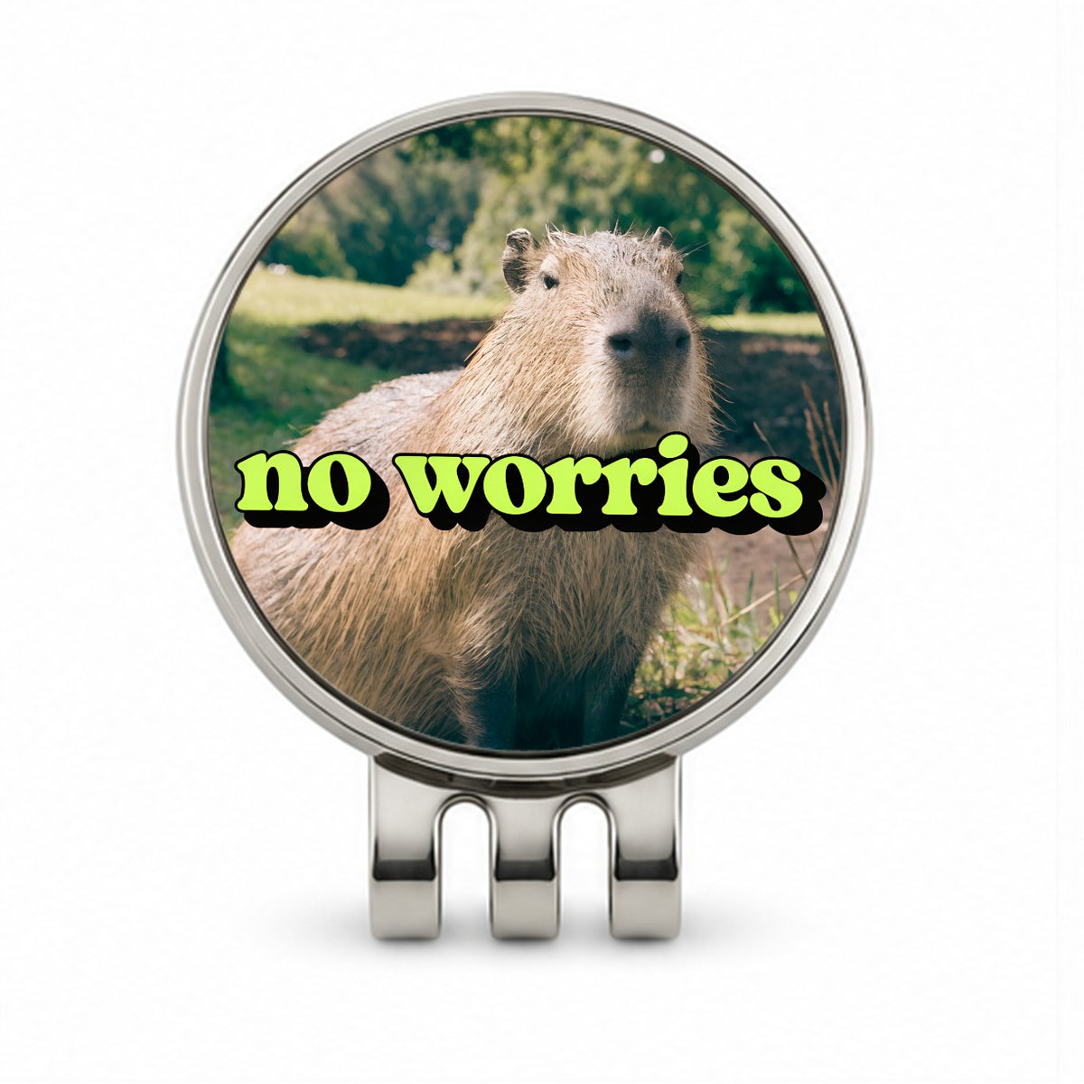 No Worries Capybara Funny Golf Hat Clip with Ball Marker