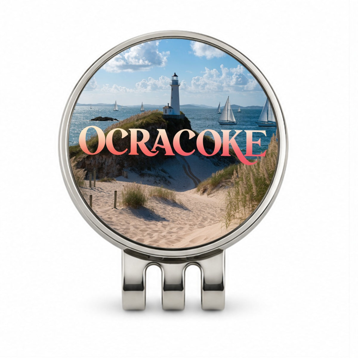 Ocracoke North Carolina Travel Golf Hat Clip with Ball Marker