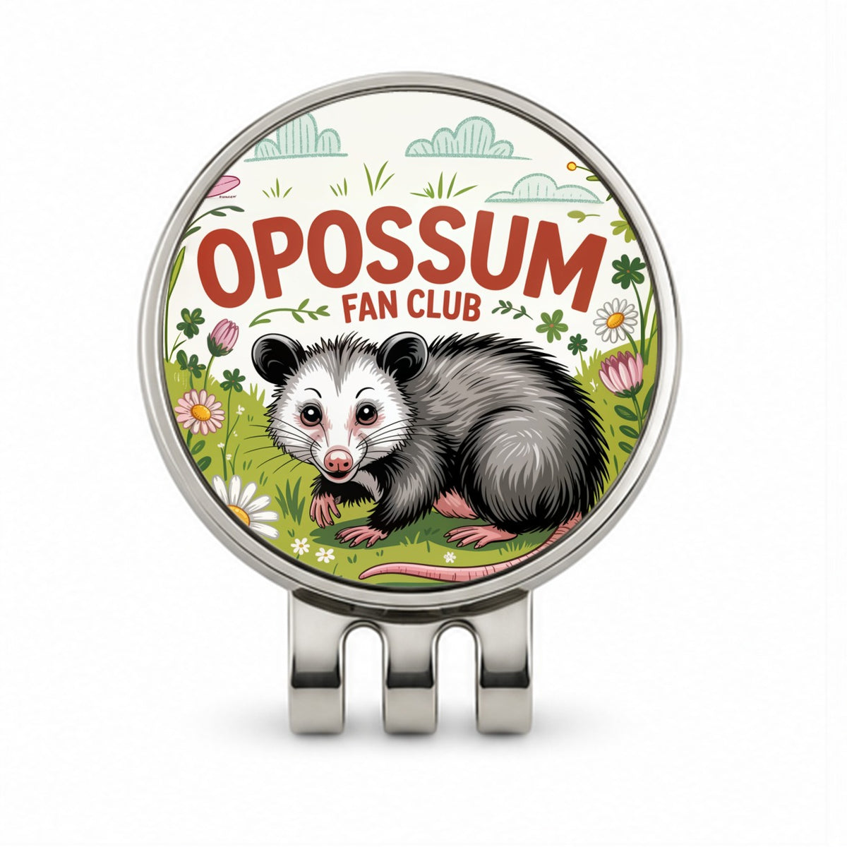 Opossum Fan Club In Flowers Golf Hat Clip with Ball Marker