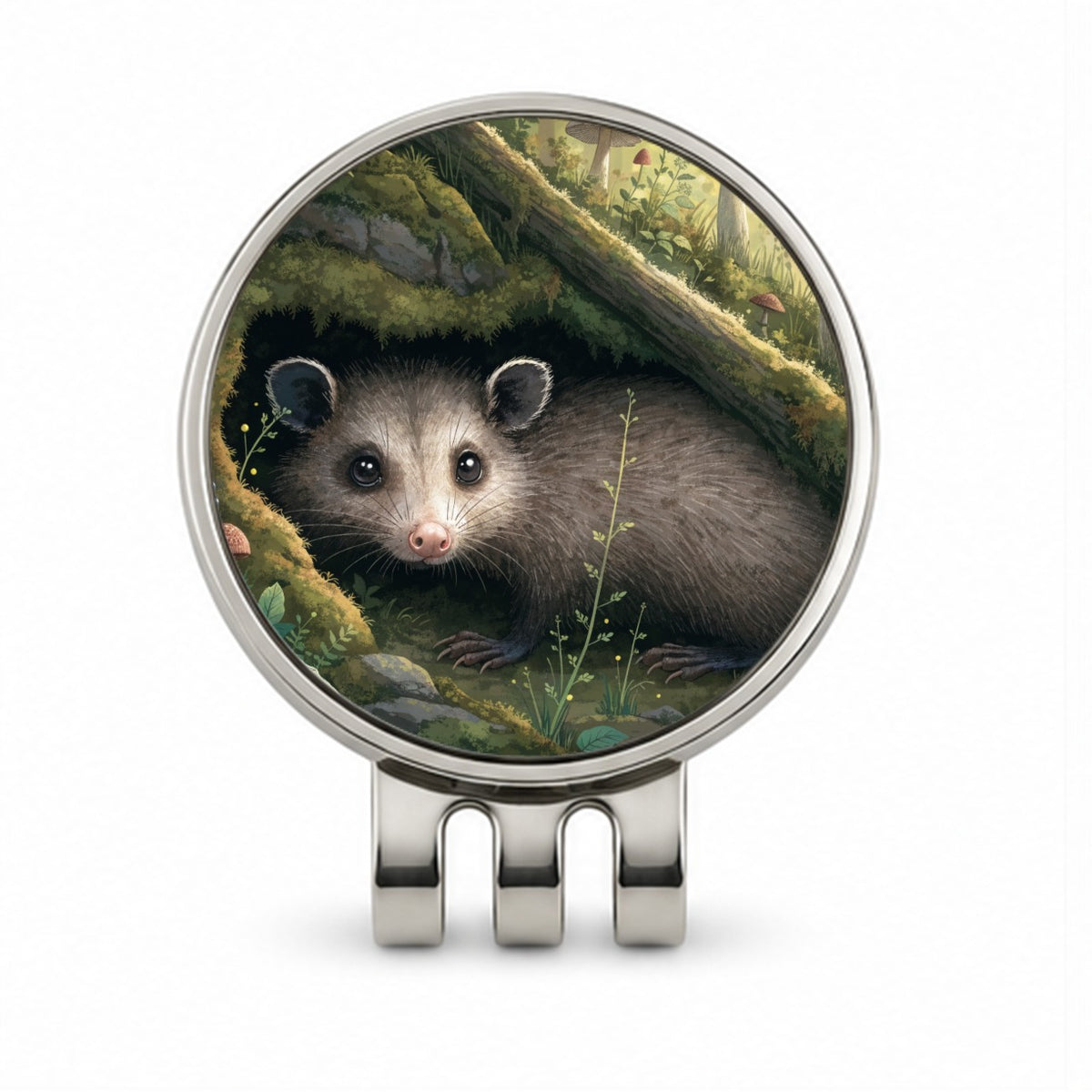 Opossum Woodland Garden Golf Hat Clip with Ball Marker