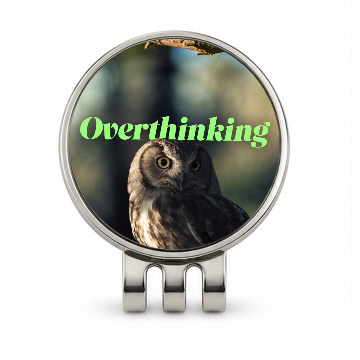 Overthinking Owl Funny Golf Hat Clip with Ball Marker