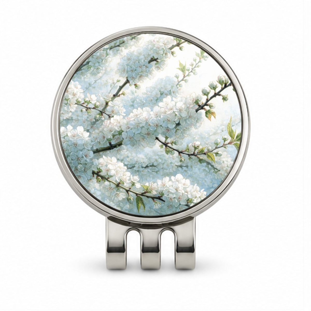 Pear Blossom Branches Golf Hat Clip with Ball Marker