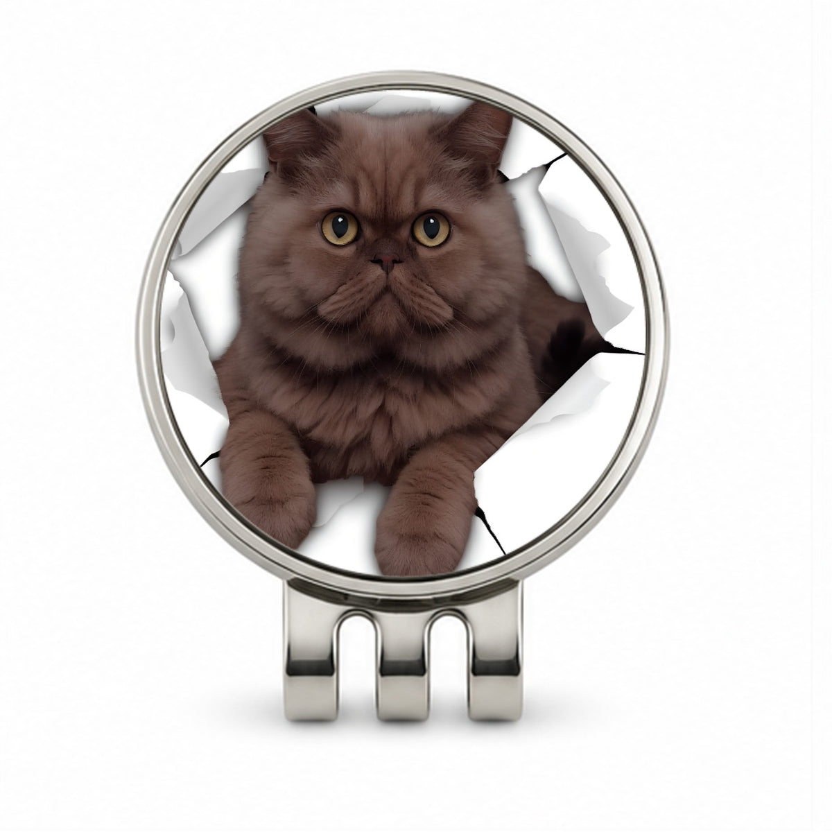 Persian Cat Breakout Golf Hat Clip with Ball Marker