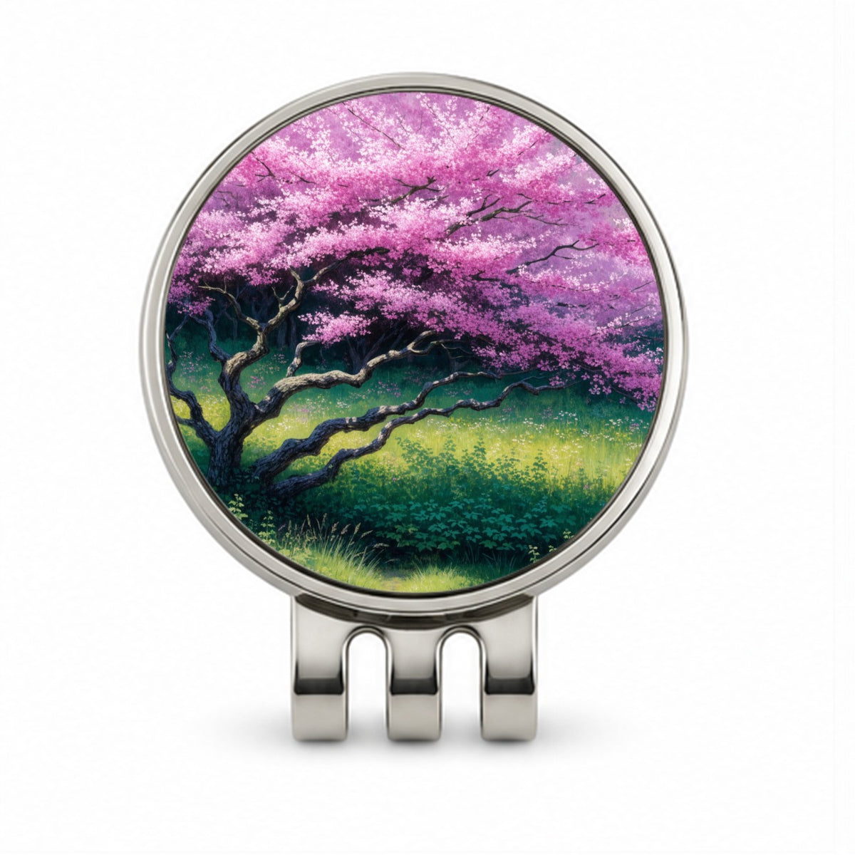 Pink Redbud Spring Tree Golf Hat Clip with Ball Marker
