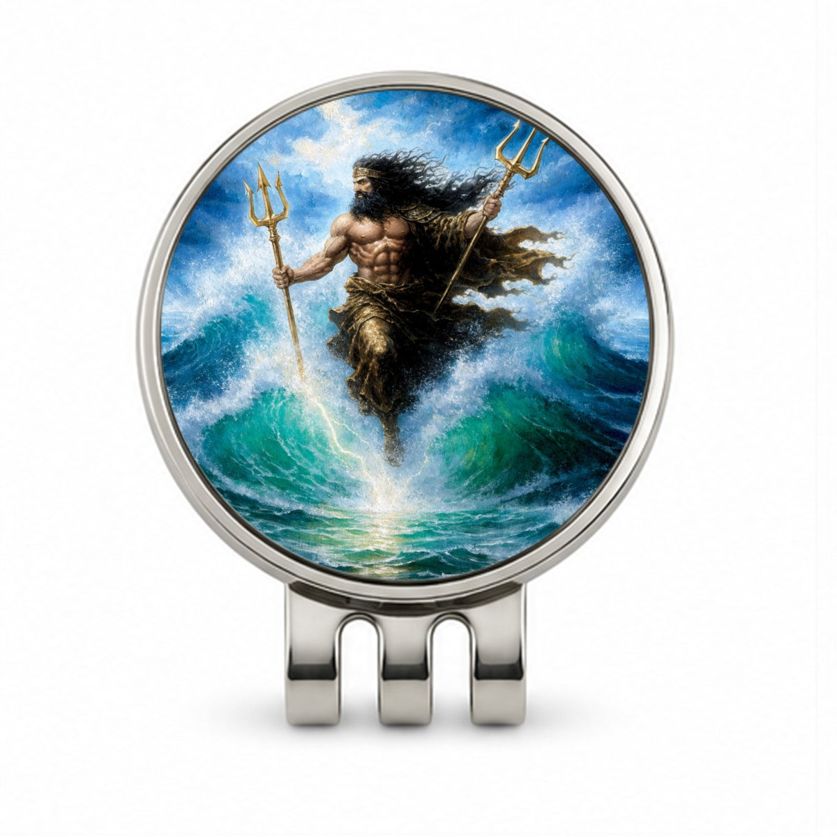 Poseidon Greek Sea God Golf Hat Clip with Ball Marker
