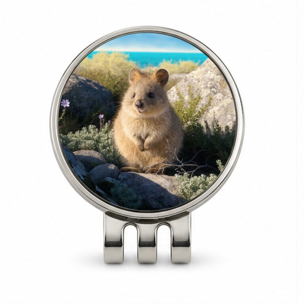 Quokka Island Landscape Golf Hat Clip with Ball Marker