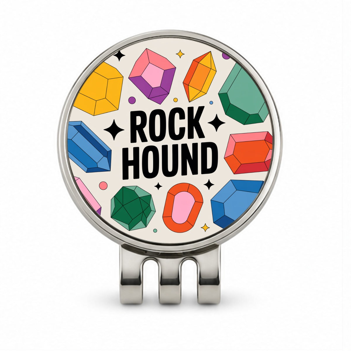 Rock Hound Crystals Polished Stones Golf Hat Clip with Ball Marker