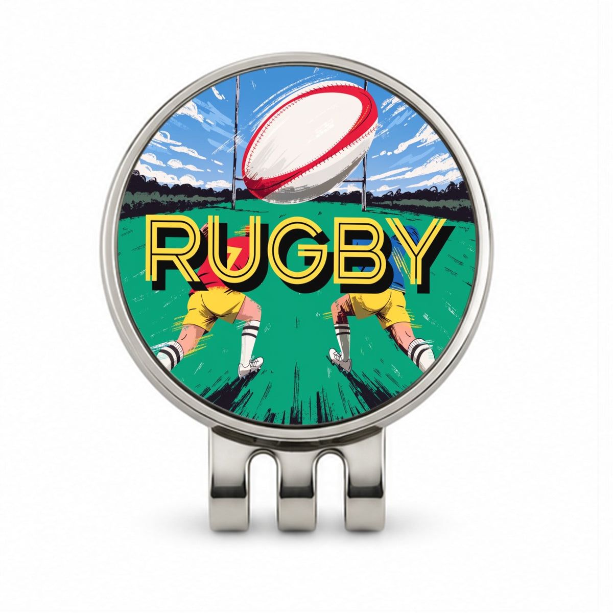 Rugby Ball Sports Golf Hat Clip with Ball Marker