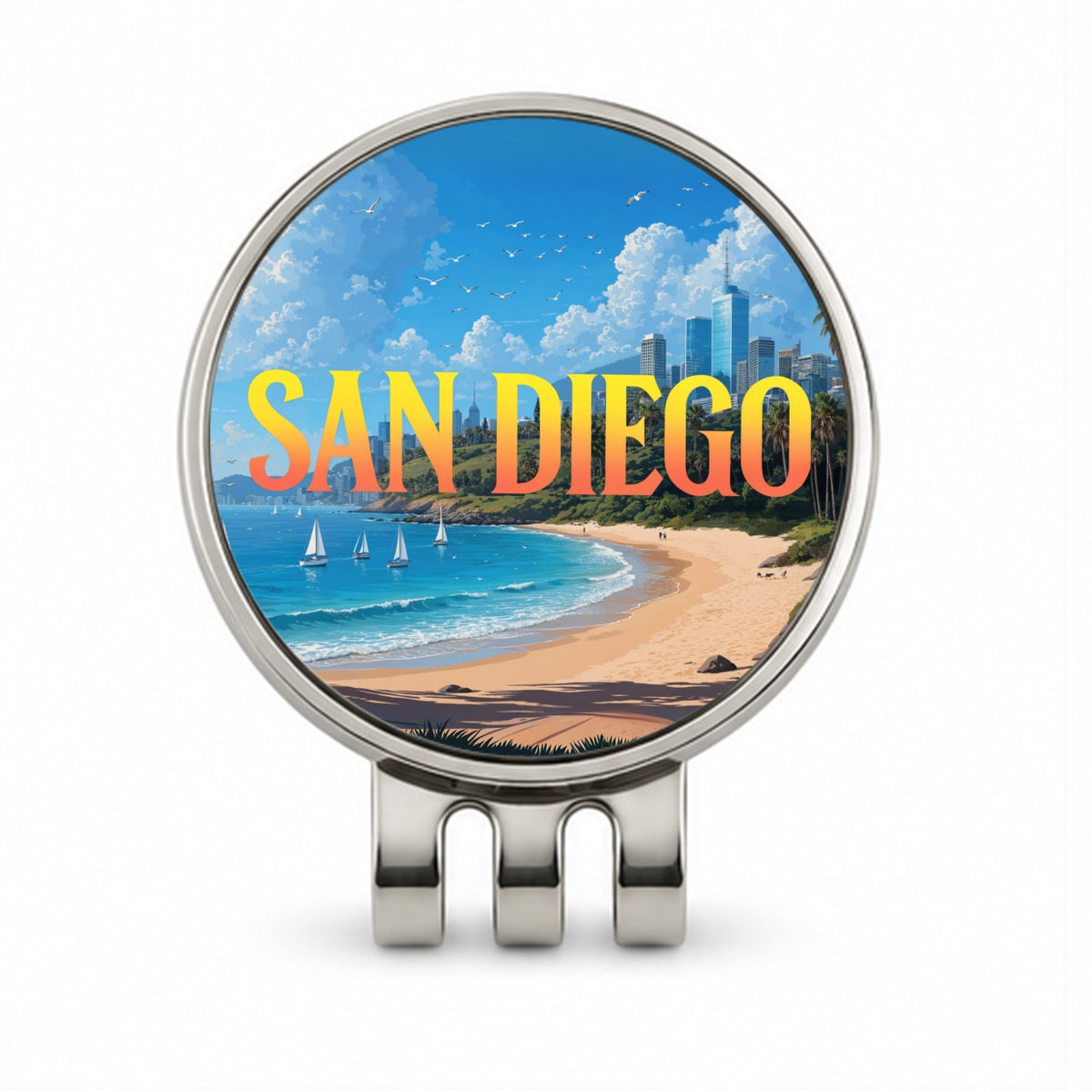 San Diego California Travel Golf Hat Clip with Ball Marker