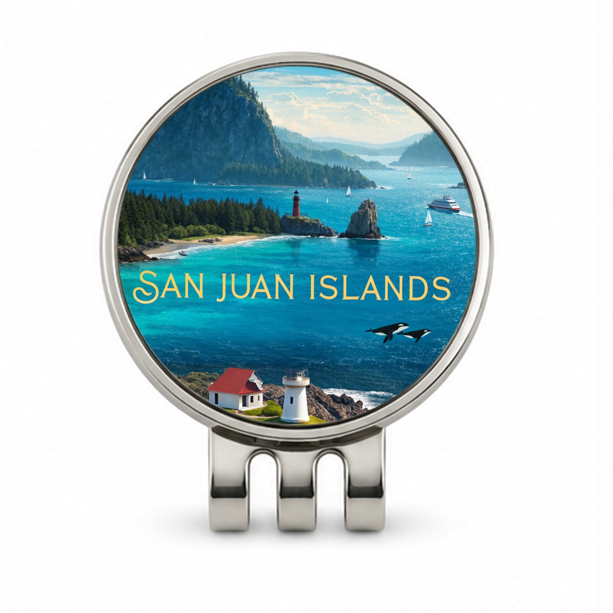 San Juan Islands Washington Travel Golf Hat Clip with Ball Marker