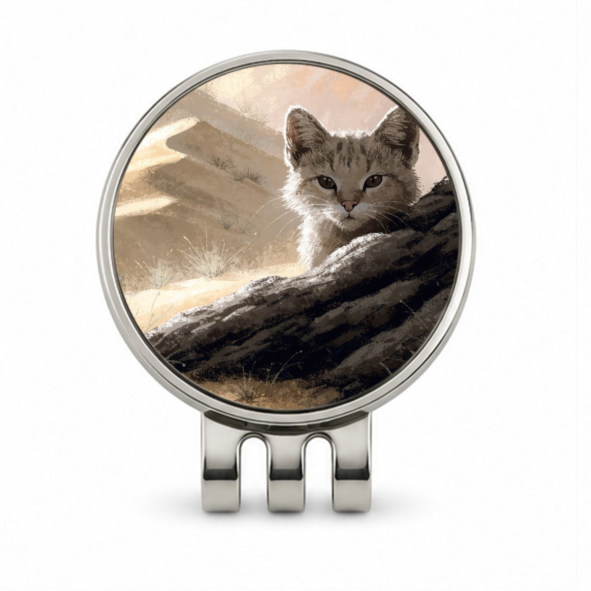 Sand Cat Desert Golf Hat Clip with Ball Marker