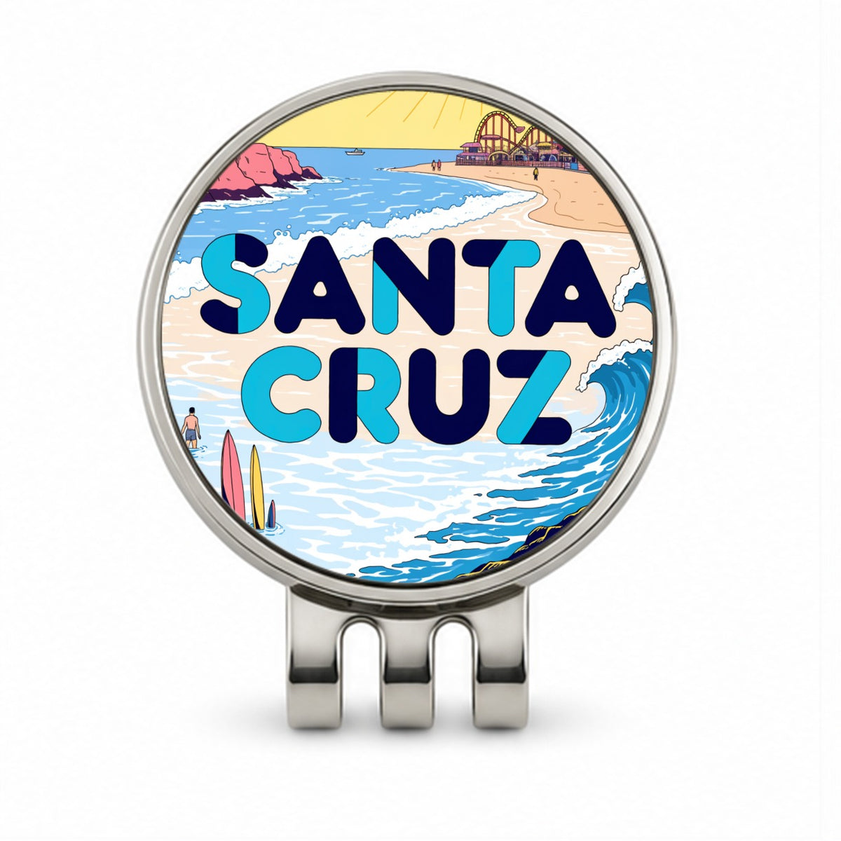 Santa Cruz Beach Travel Golf Hat Clip with Ball Marker