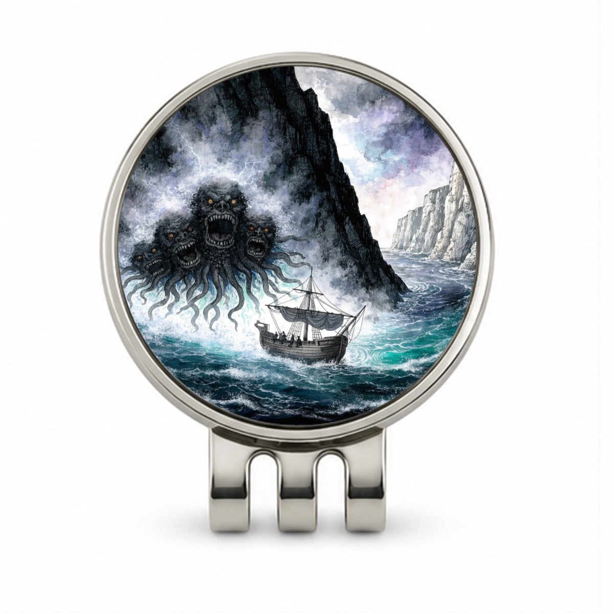 Scylla Greek Sea Monster Golf Hat Clip with Ball Marker