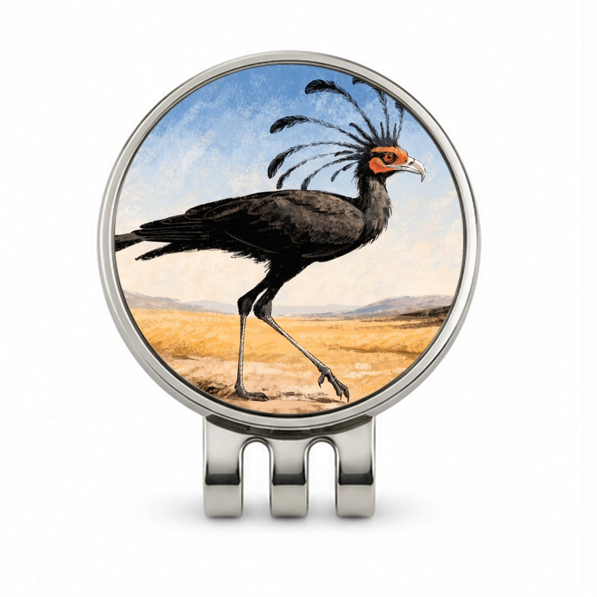 Secretary Bird Savanna Golf Hat Clip with Ball Marker