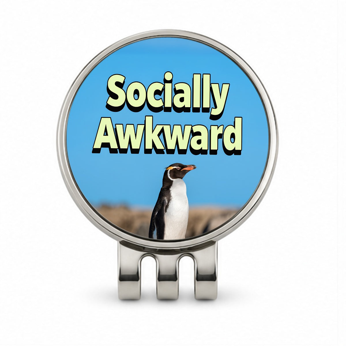 Socially Awkward Penguin Funny Golf Hat Clip with Ball Marker