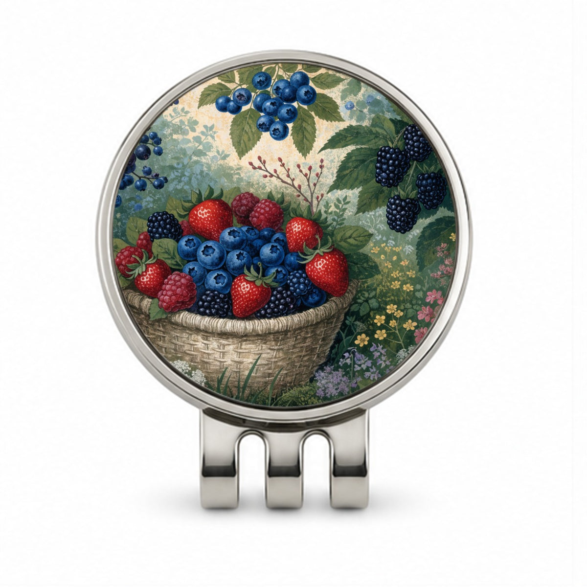 Summer Berry Picking Golf Hat Clip with Ball Marker