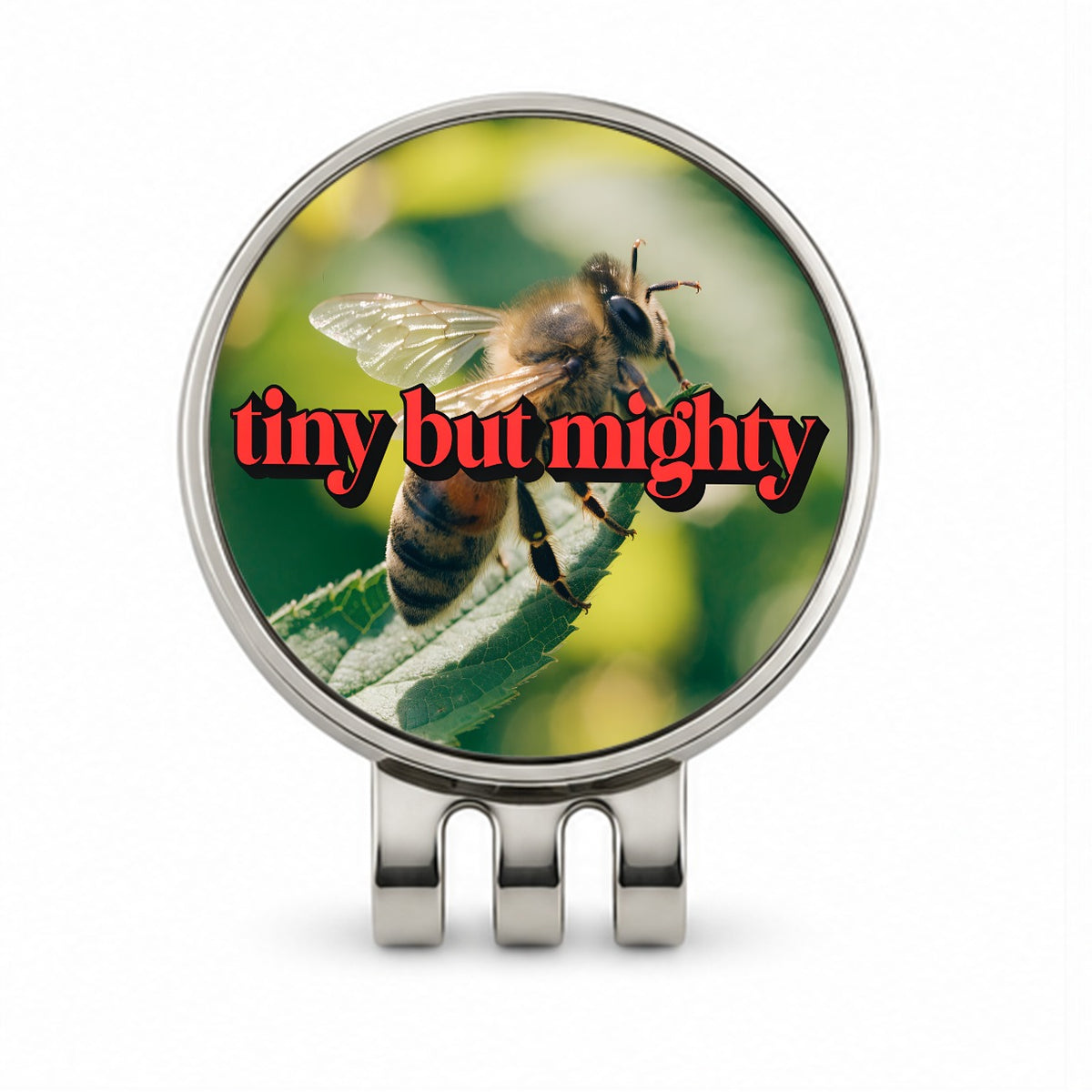 Tiny But Mighty Bee Funny Golf Hat Clip with Ball Marker