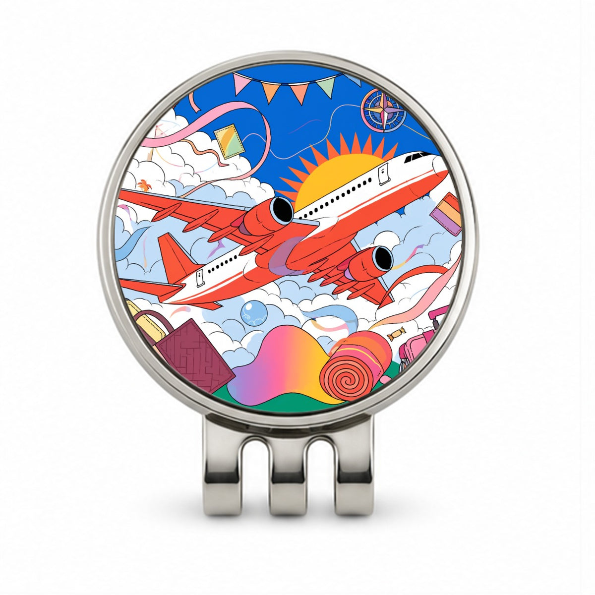 Travel Airplane Flight Attendant Pilot Golf Hat Clip with Ball Marker