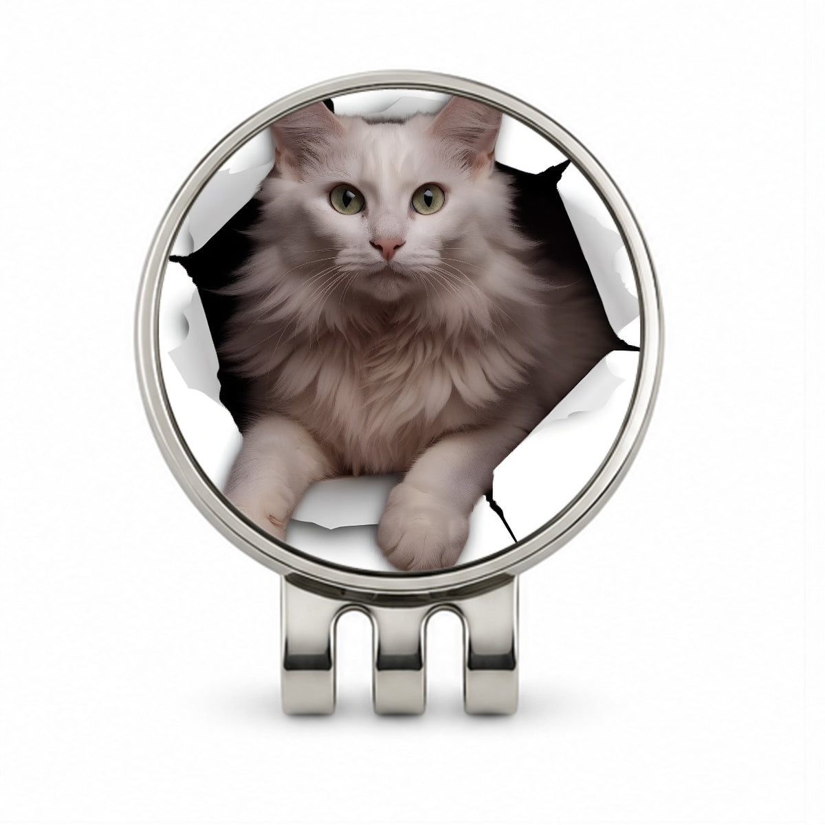 Turkish Angora Cat Breakout Golf Hat Clip with Ball Marker