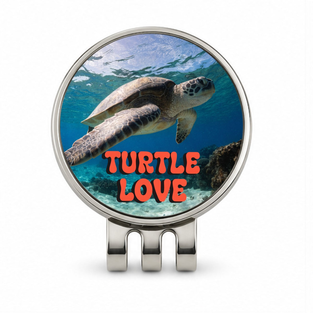 Turtle Love Swimming Fun Golf Hat Clip with Ball Marker