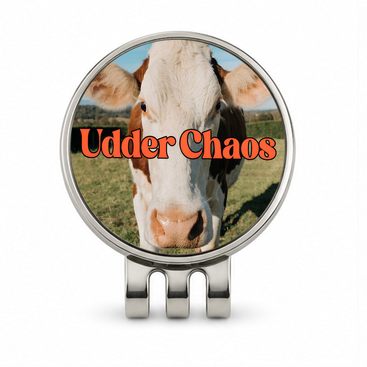 Udder Chaos Cow Funny Golf Hat Clip with Ball Marker