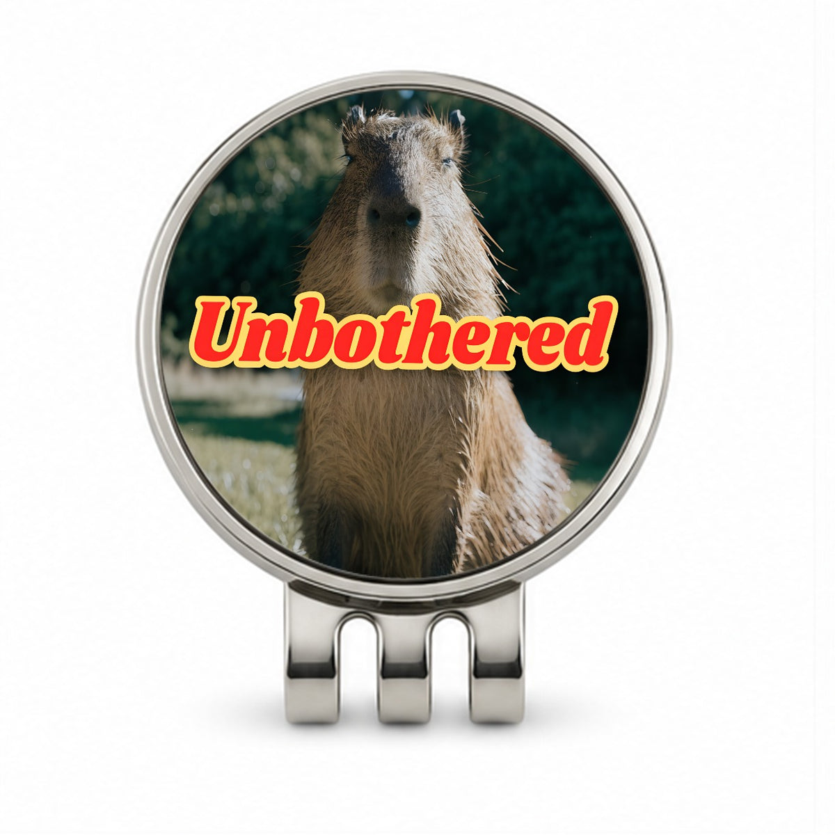 Unbothered Capybara Funny Golf Hat Clip with Ball Marker