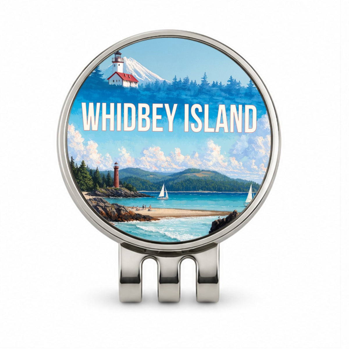 Whidbey Island Washington Travel Golf Hat Clip with Ball Marker