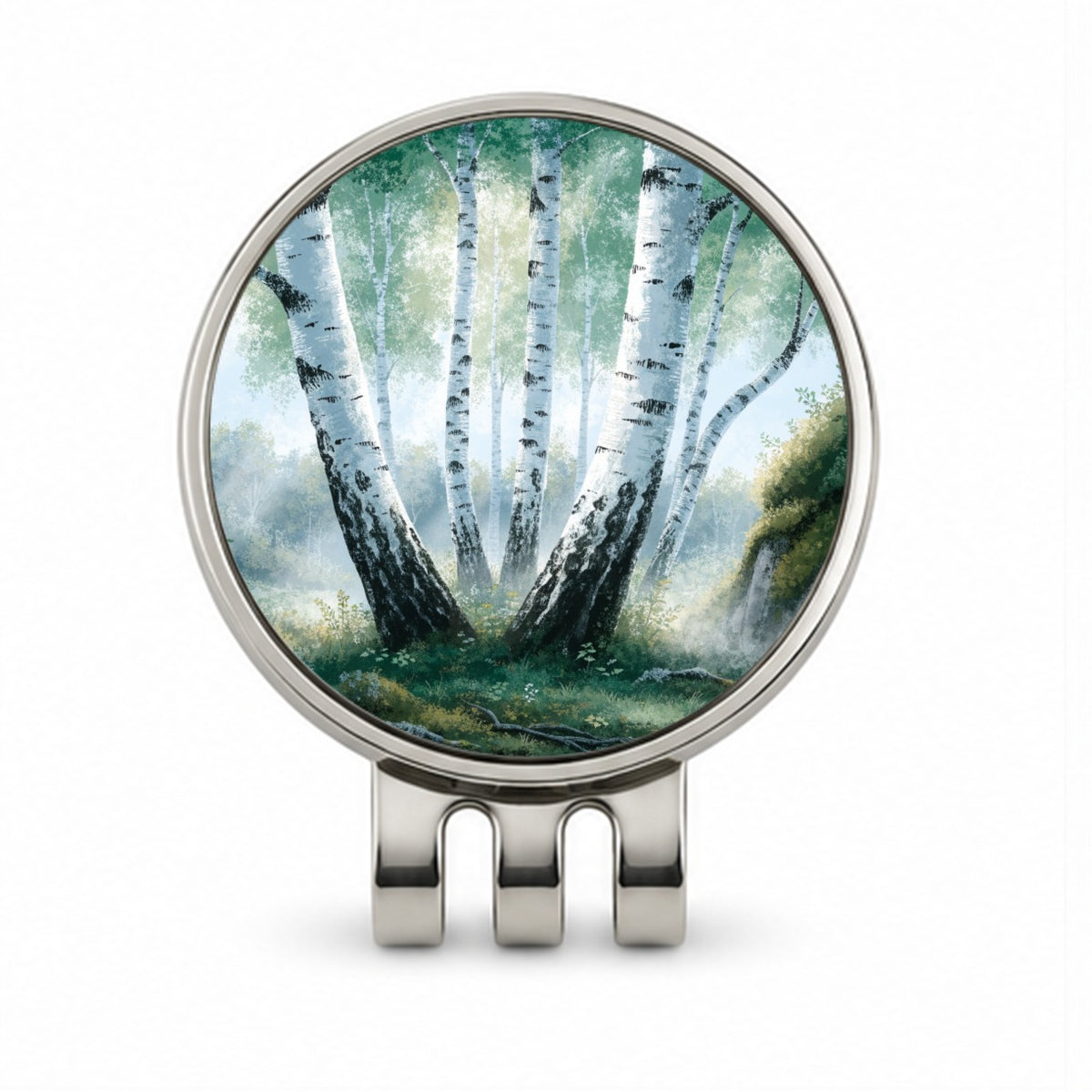 White Birch Trees Forest Golf Hat Clip with Ball Marker