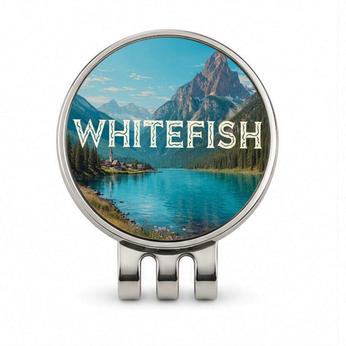 Whitefish Montana Travel Golf Hat Clip with Ball Marker