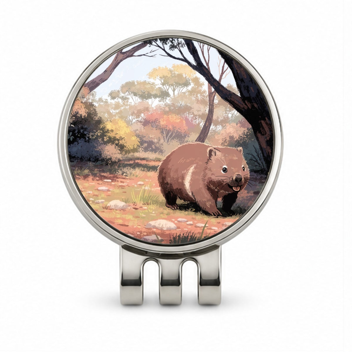 Wombat Australian Bush Golf Hat Clip with Ball Marker