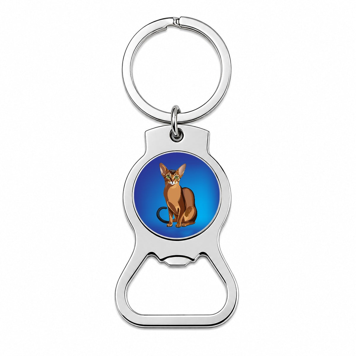 Abyssinian Cat Sitting Bottle Opener Keychain