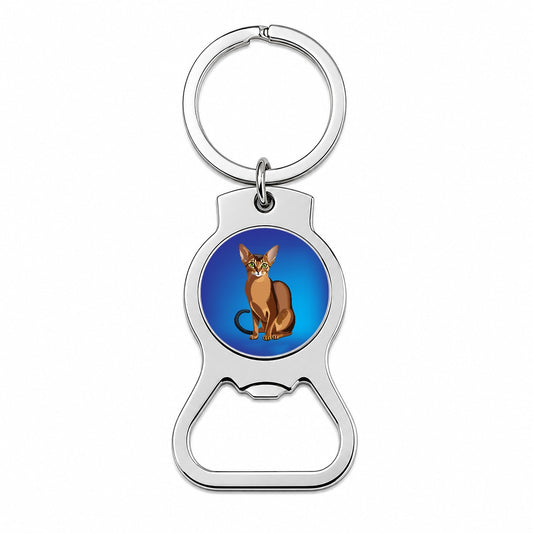 Abyssinian Cat Sitting Bottle Opener Keychain