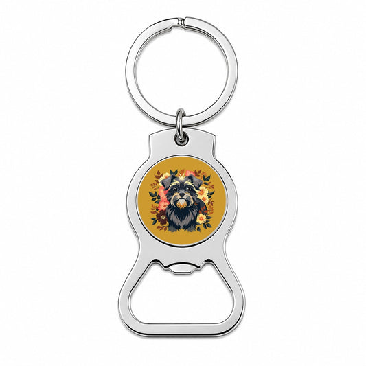 Affenpinscher Dog Floral Flowers Bottle Opener Keychain